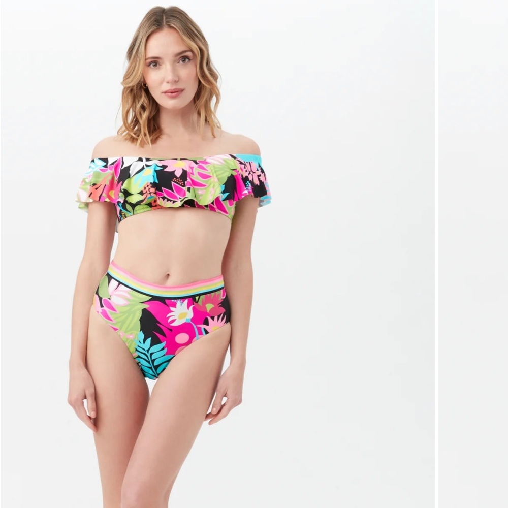 Trina Turk Bandeau Ruffle Swim Top